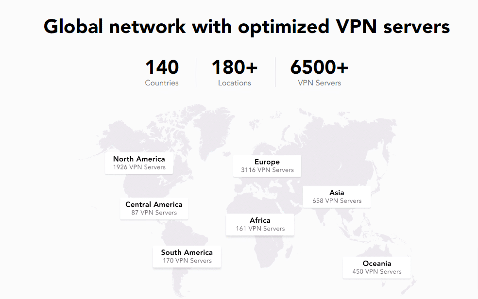 Global network with optimized VPN servers
