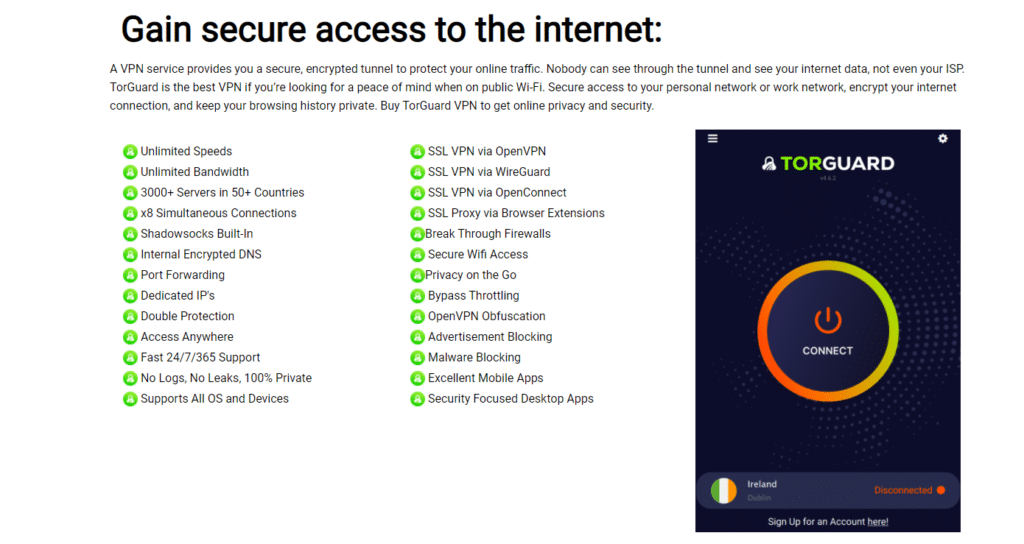 Gain secure access to the internet:
