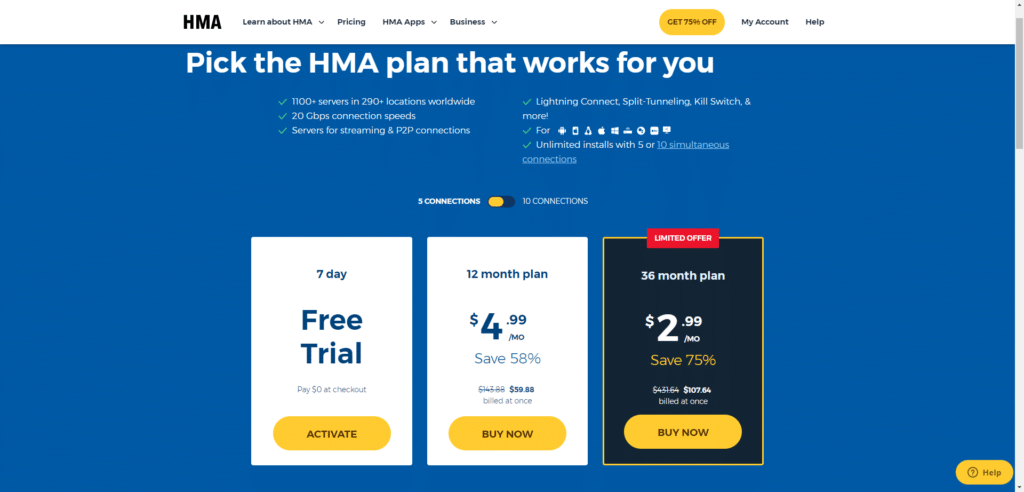 Pick the HMA plan that works for you
